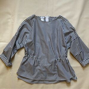 Akris Punto Gray and White Striped Cotton Blouse 14